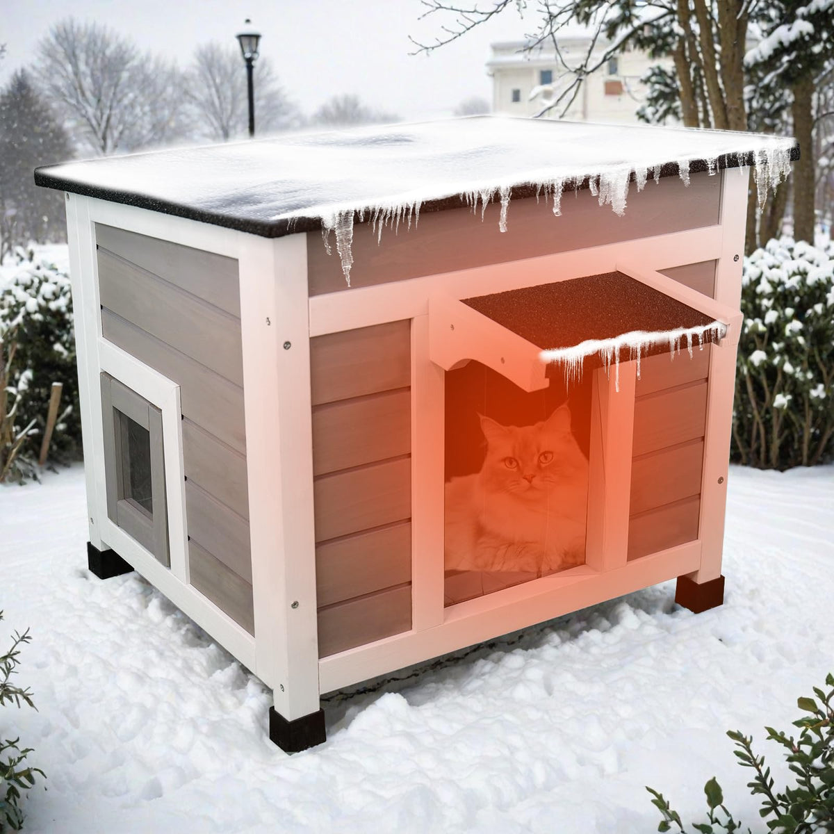 Grey Outdoor Insulated Cat House C5726