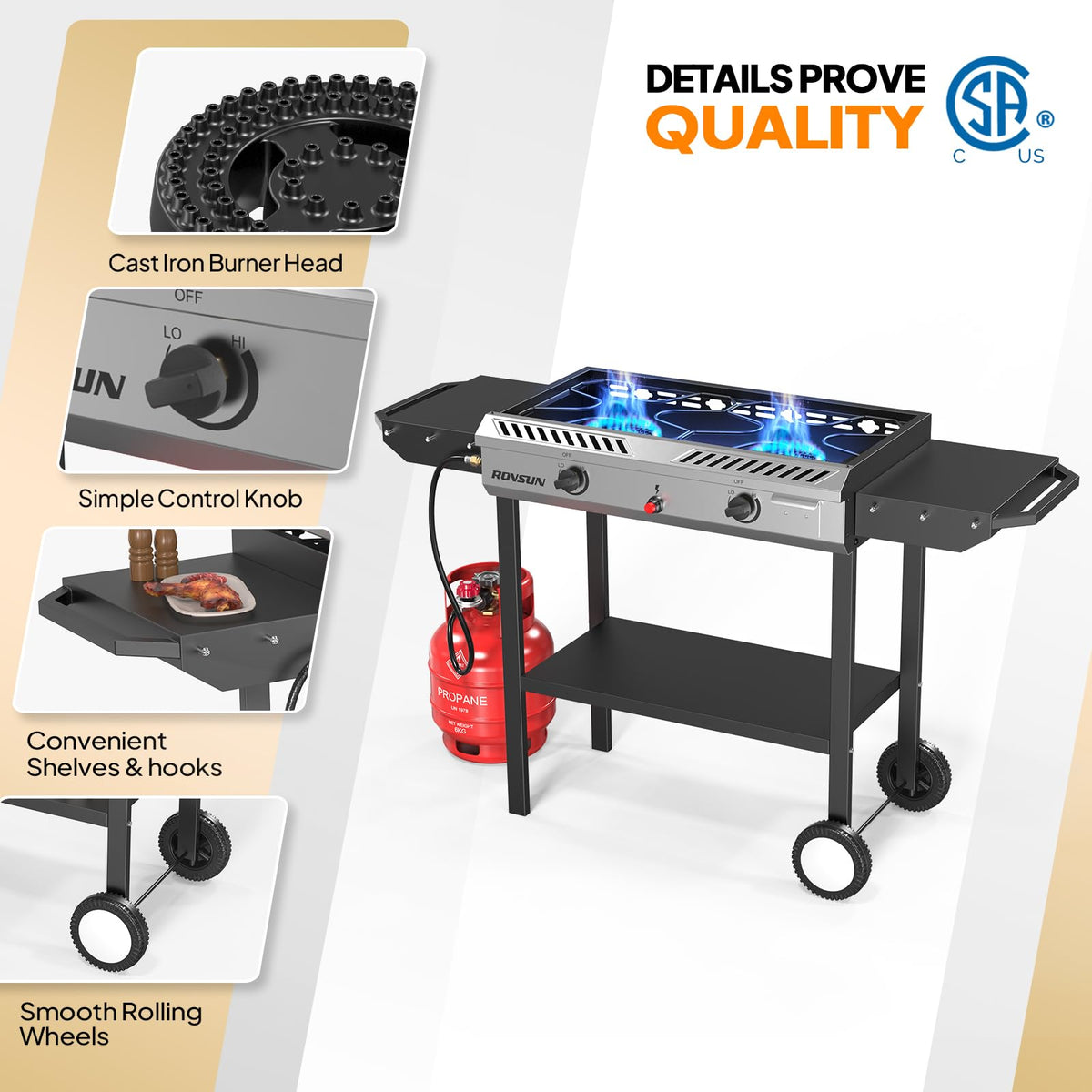 2 Burner Propane Gas Stove with Auto Ignition J47296