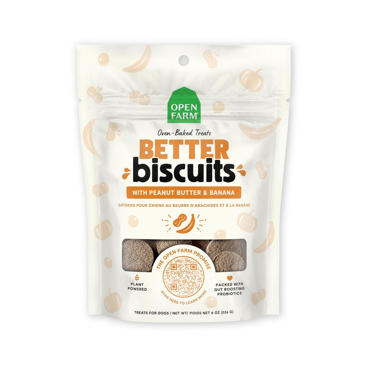 Peanut Butter & Banana Dog Treats 8oz Pouch M8242