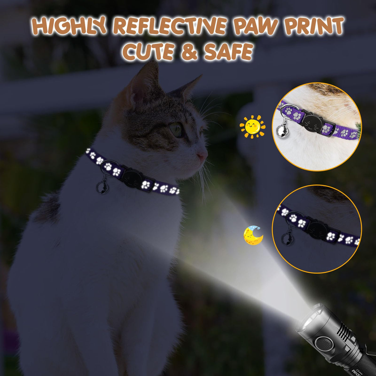 16 PCS Breakaway Reflective Nylon Cat Collars with Bells H8812