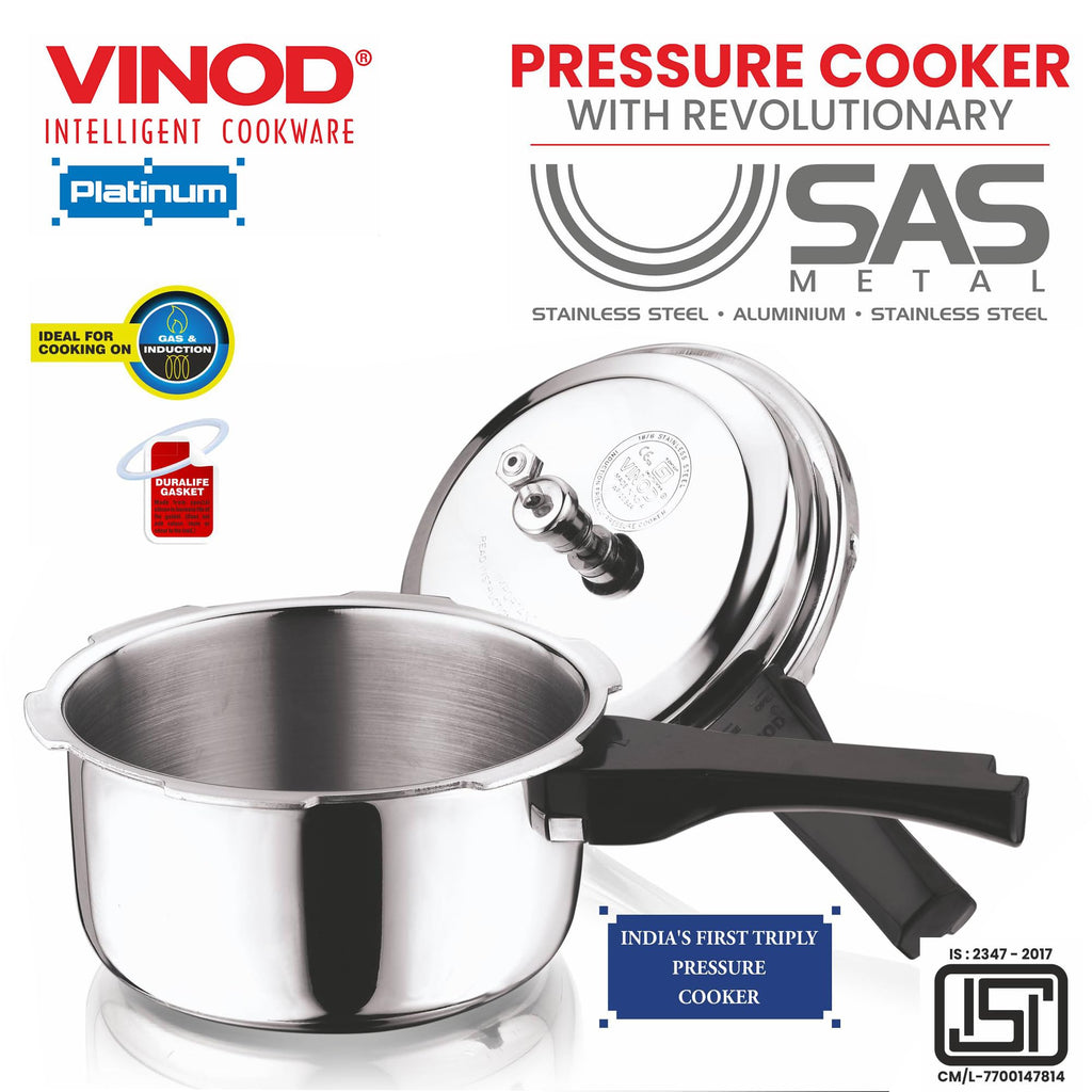 Triply Stainless Steel Pressure Cooker 68 oz I1099