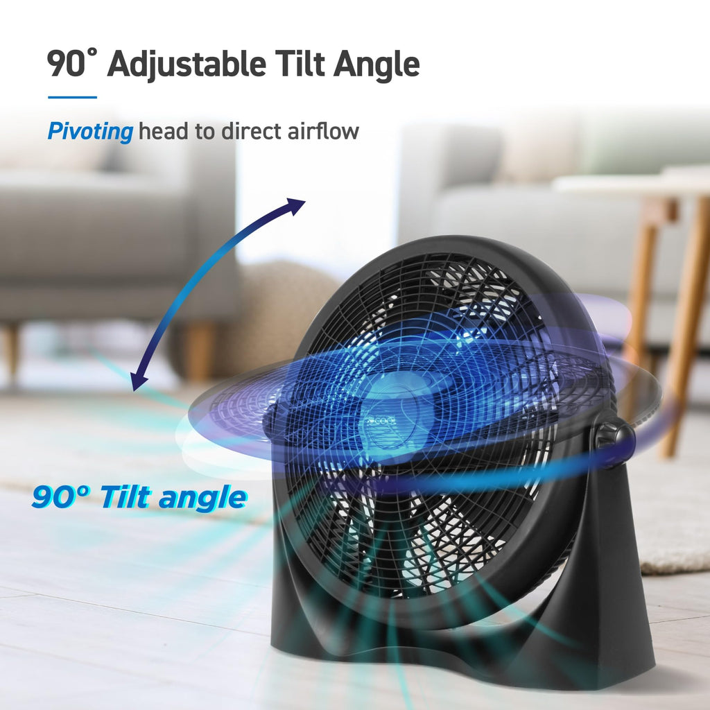 16 Inch High Velocity Floor Fan, Black S390