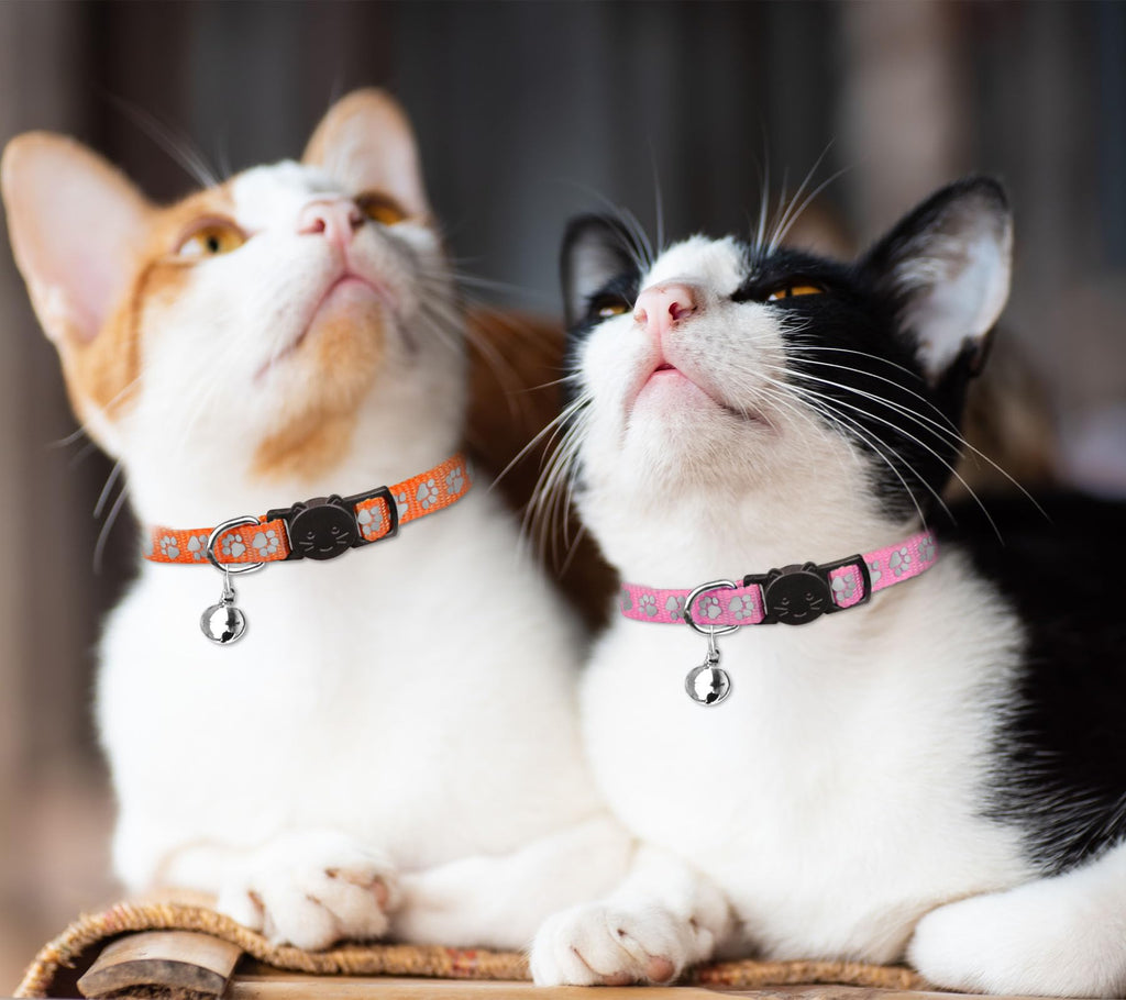 16 PCS Breakaway Reflective Nylon Cat Collars with Bells H8812