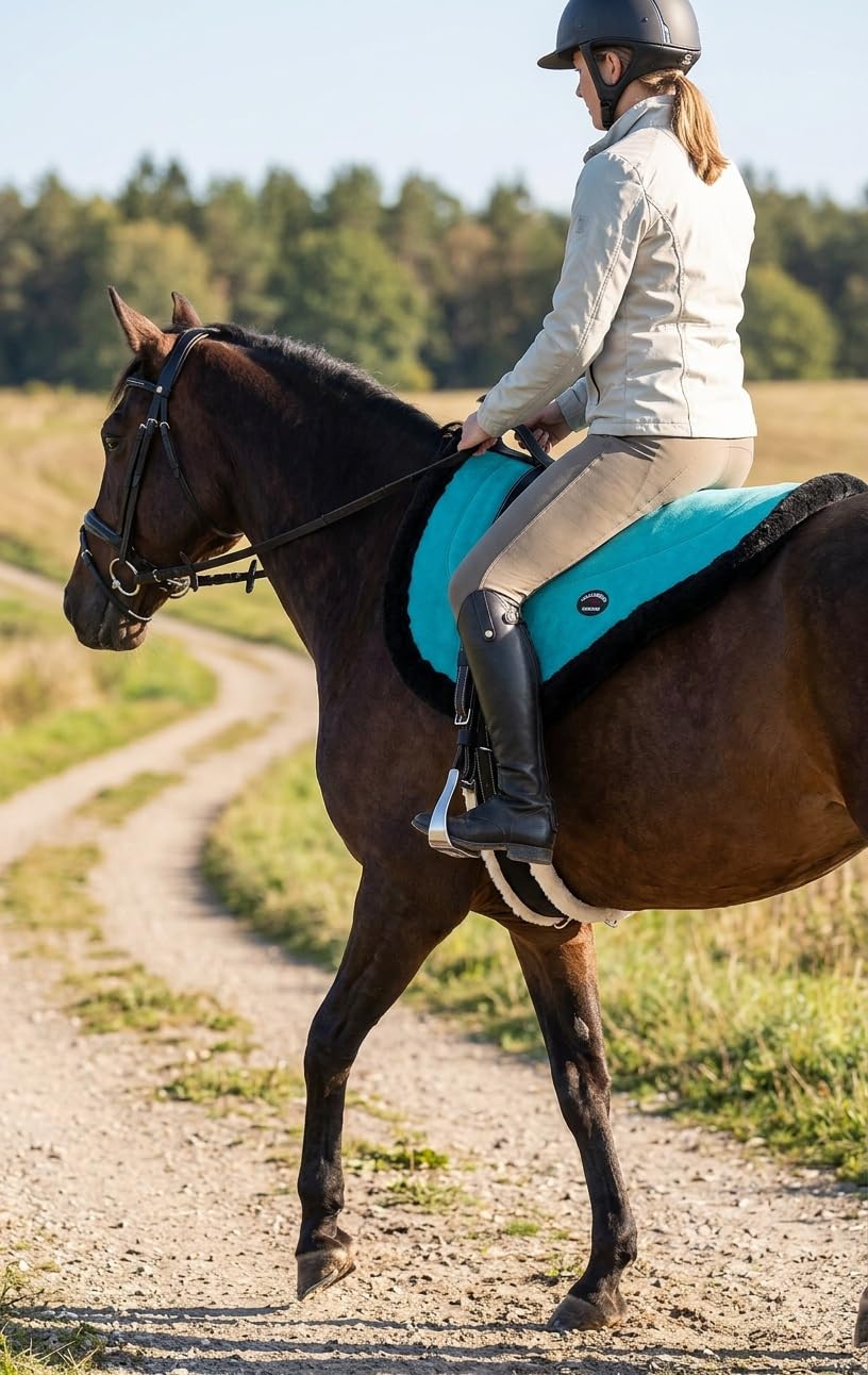 Turquoise Suede Leather Western Saddle Pad with Stirrups N309569