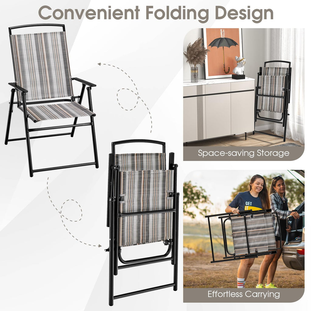 Patio Chairs Set of 2 Folding Armrests Metal Frame R669246