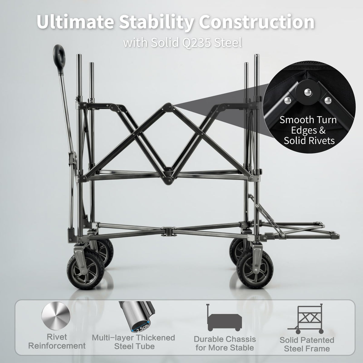 600L Foldable Collapsible Wagon Cart with Wheels E54204