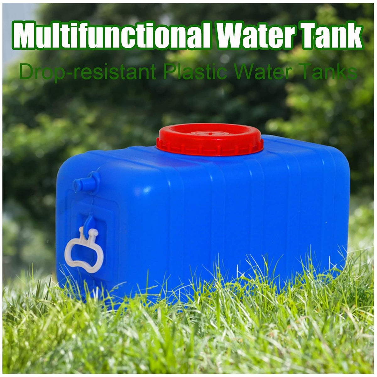 Blue Large Food-Grade Water Storage Container with Lid and Handle B978352