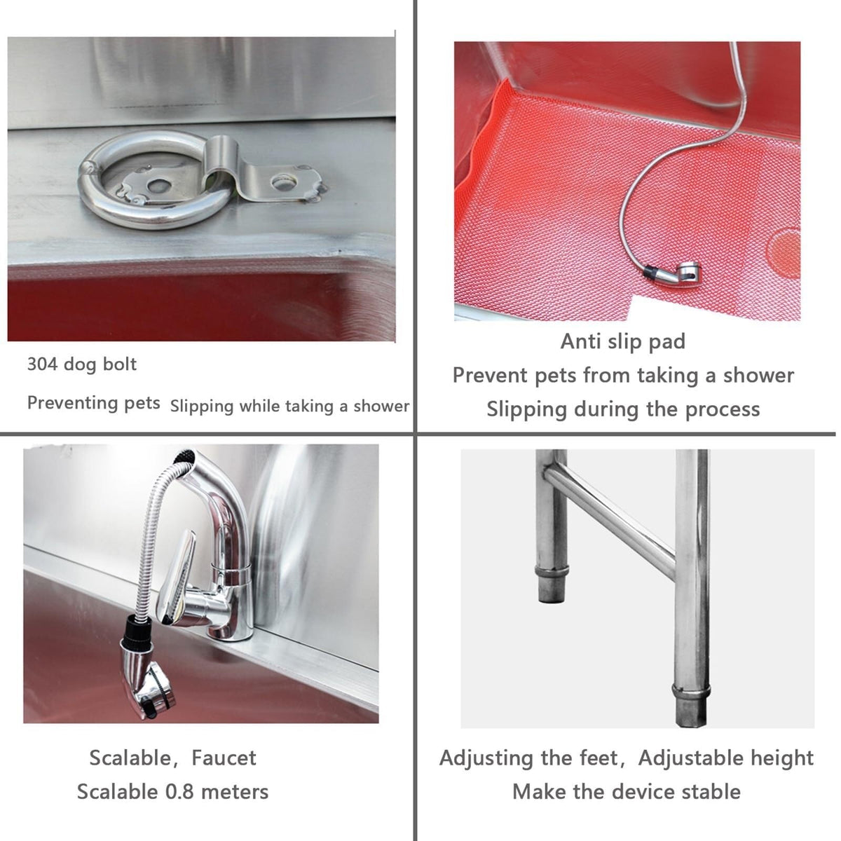 Stainless Steel Dog Grooming Bathtub with Faucet W53460