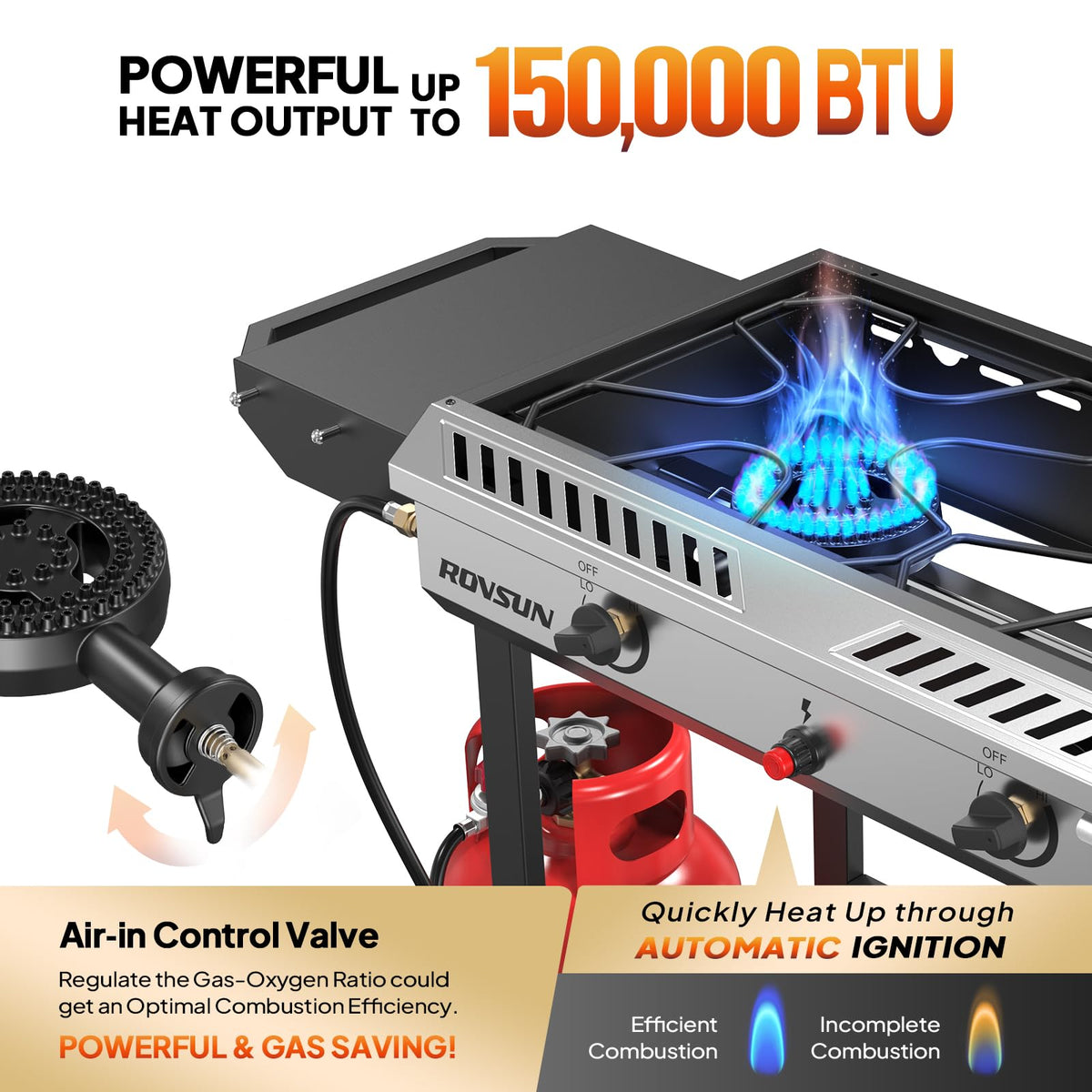 2 Burner Propane Gas Stove with Auto Ignition J47296