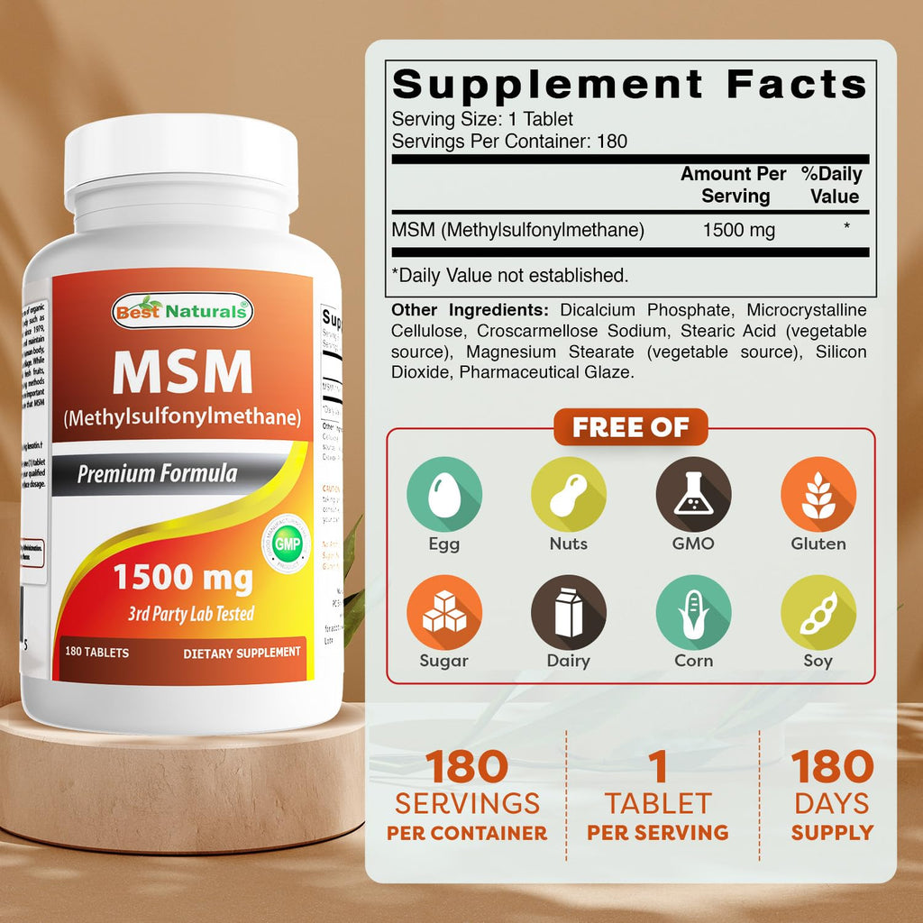 MSM 1500 mg 180 Tablets H795219