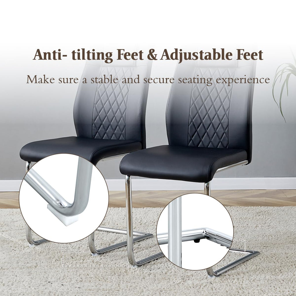 Black Faux Leather Dining Chairs Set 6 Z368198