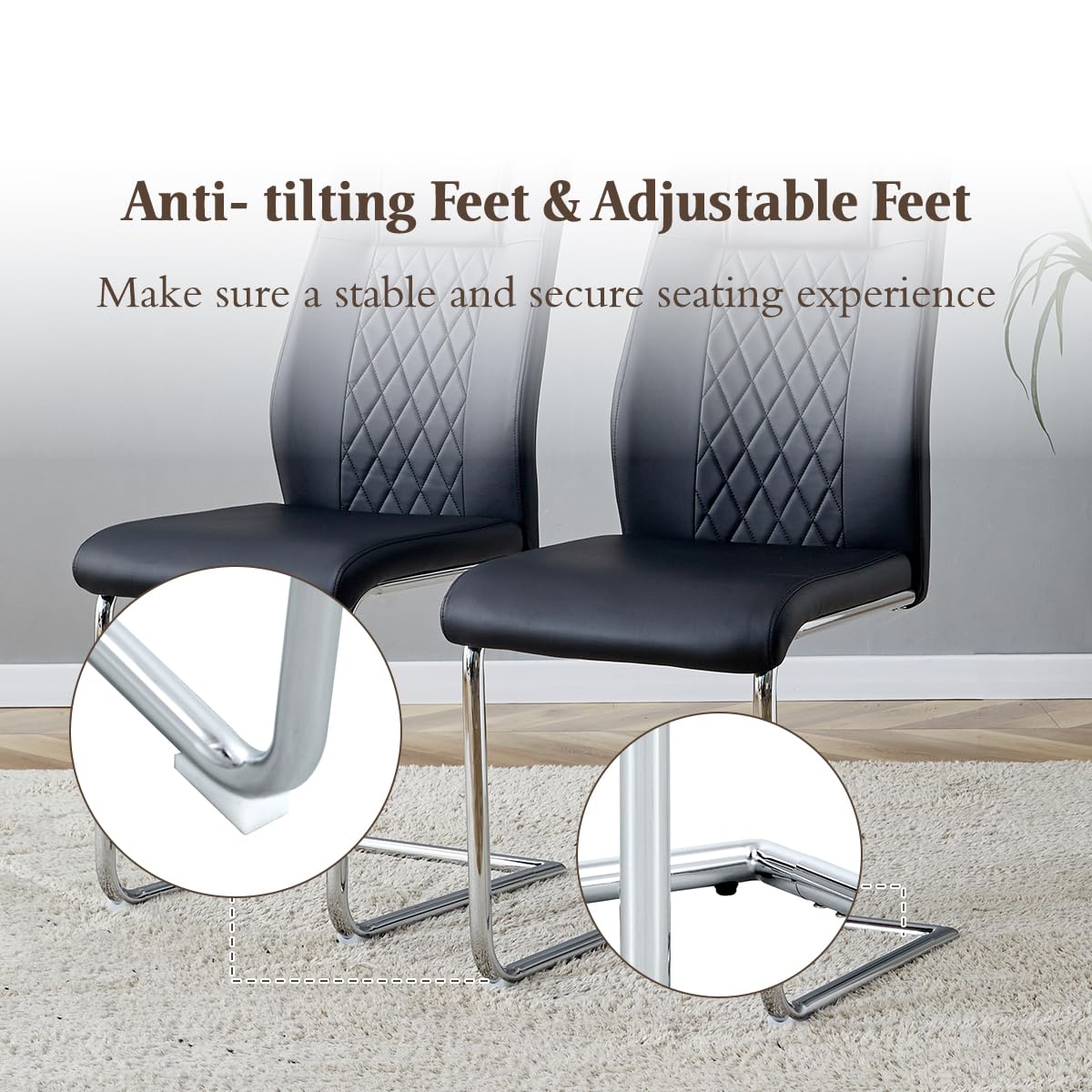 Black Faux Leather Dining Chairs Set 6 Z368198