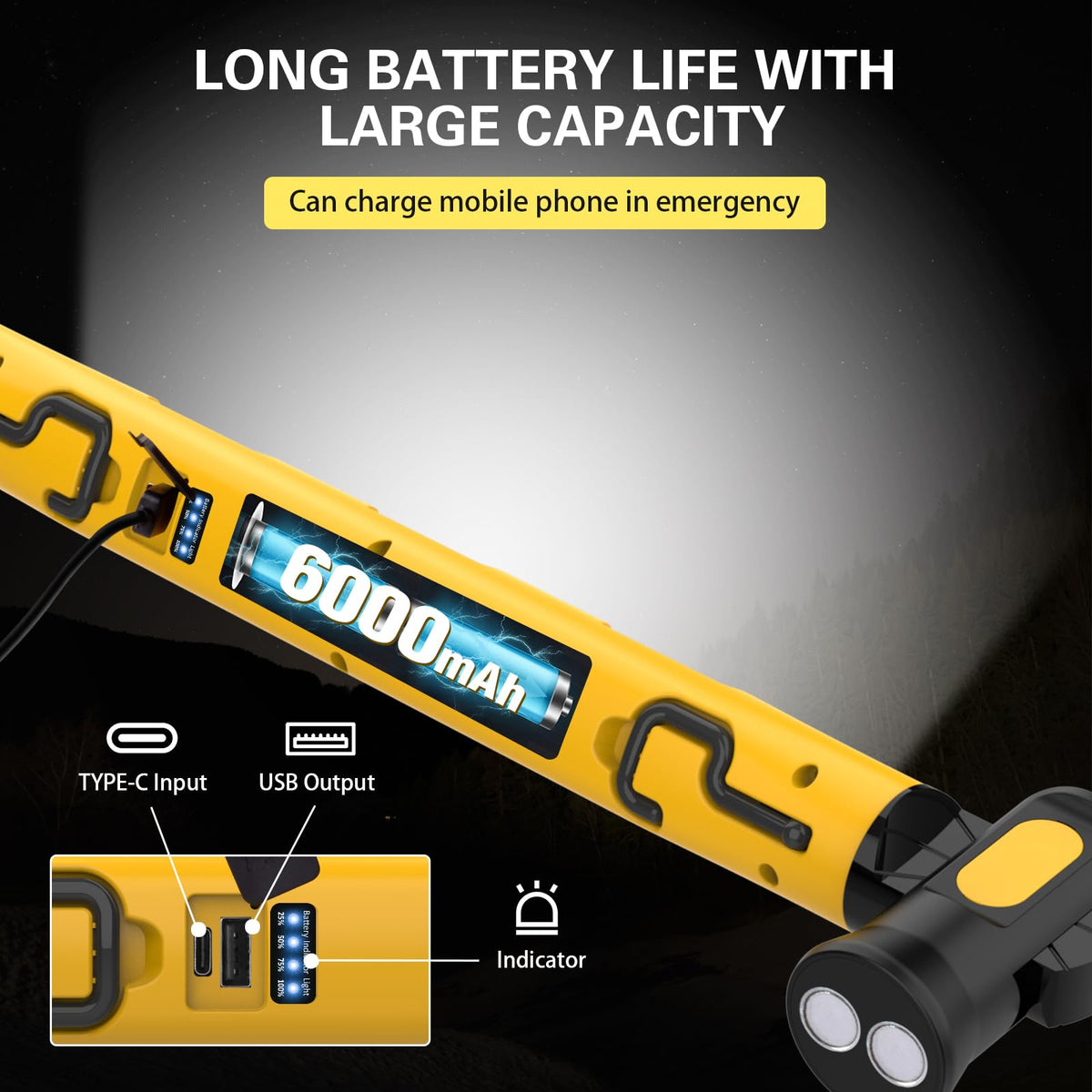 Magnetic Work Light Bar, 6000mAh 3000LM Rechargeable U195852