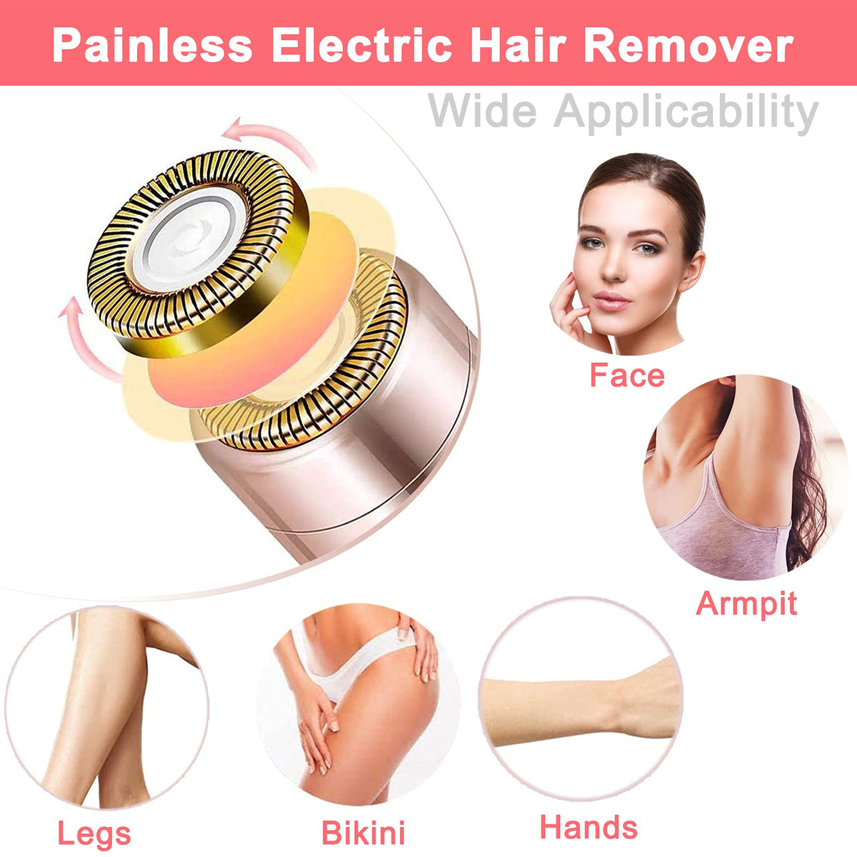 Pink Portable Electric Facial Hair Remover H132
