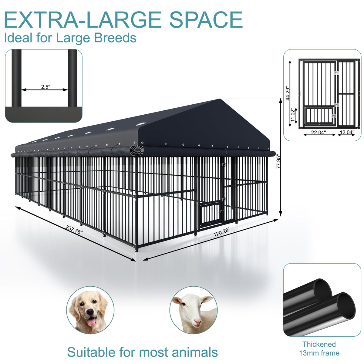 10x20x6.5 FT Heavy Duty Outdoor Dog Kennel with Roof R72183