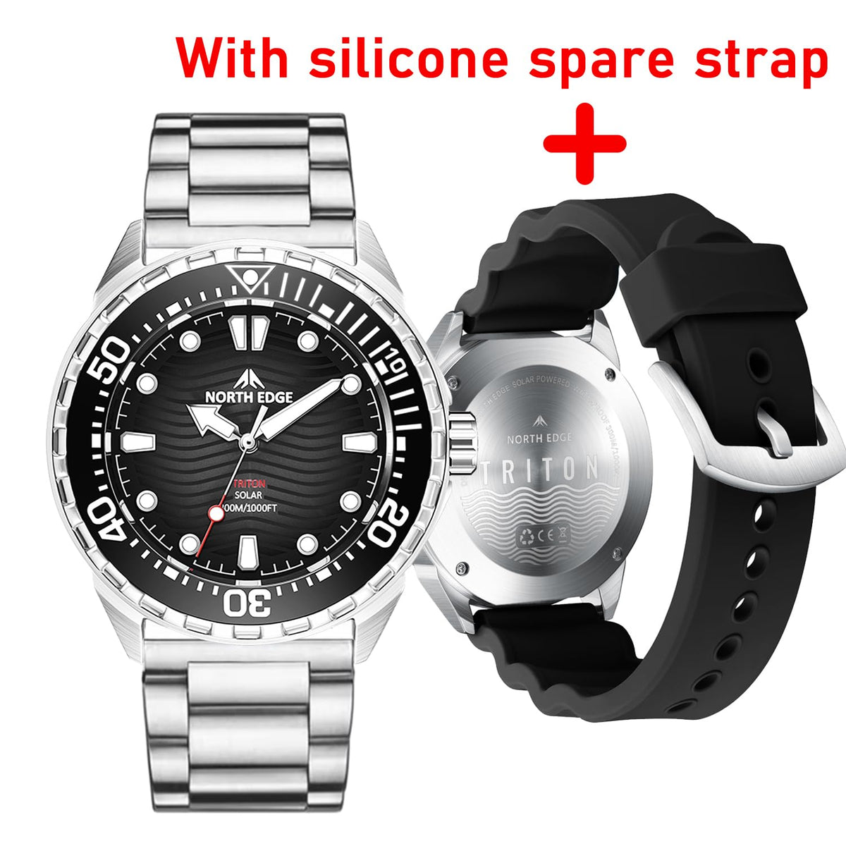 300M Water Resistant Stainless Steel Quartz Analog Watch P54542