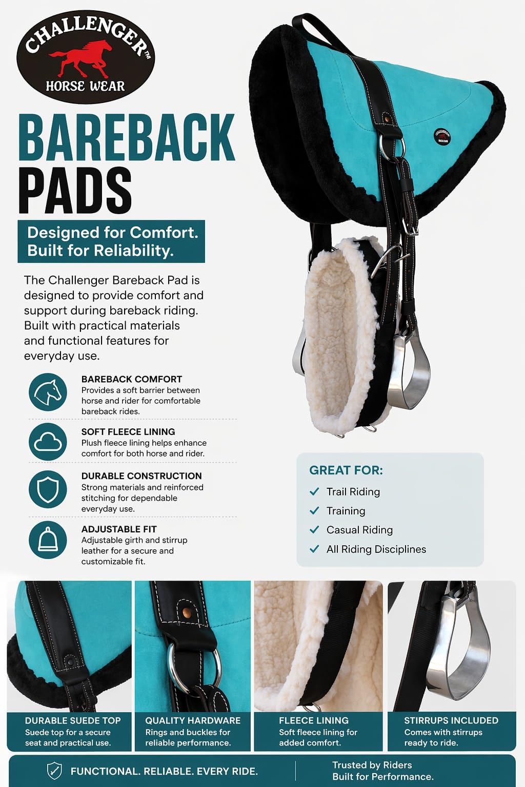 Turquoise Suede Leather Western Saddle Pad with Stirrups N309569