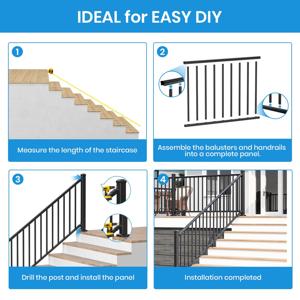 Black Aluminum Deck Railing Kit U4239