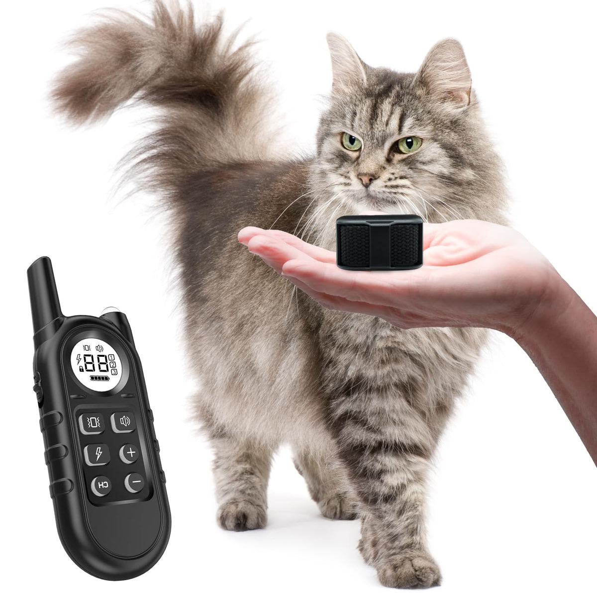 Black Waterproof Rechargeable Cat Training Collar with Remote I4613