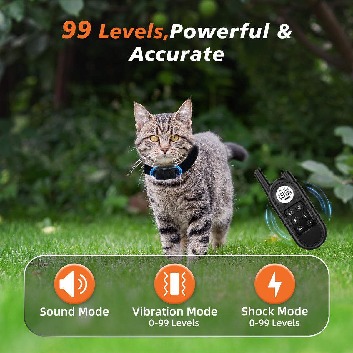 Black Waterproof Rechargeable Cat Training Collar with Remote I4613