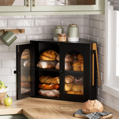 2 Tier Corner Bread Box with Acrylic Door J685
