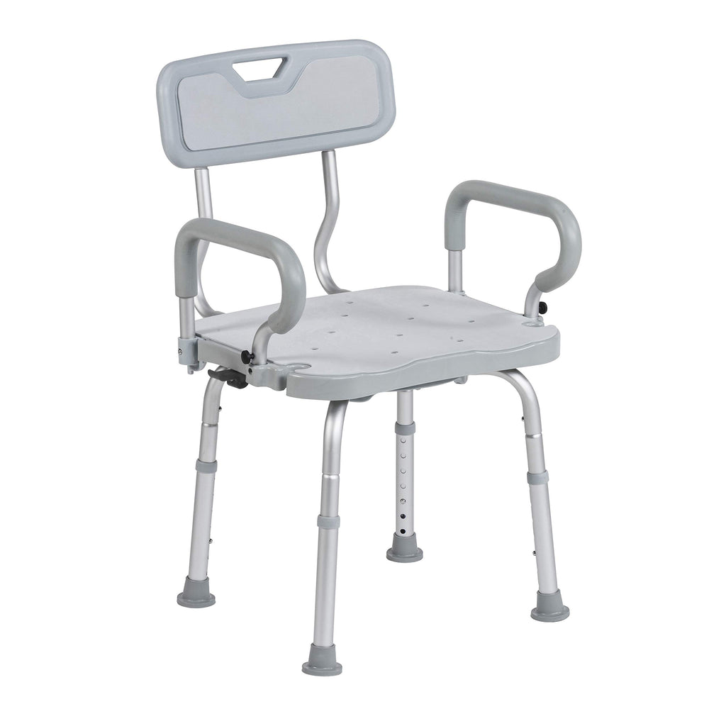 Gray Swivel Shower Chair with Arms and Back X52426