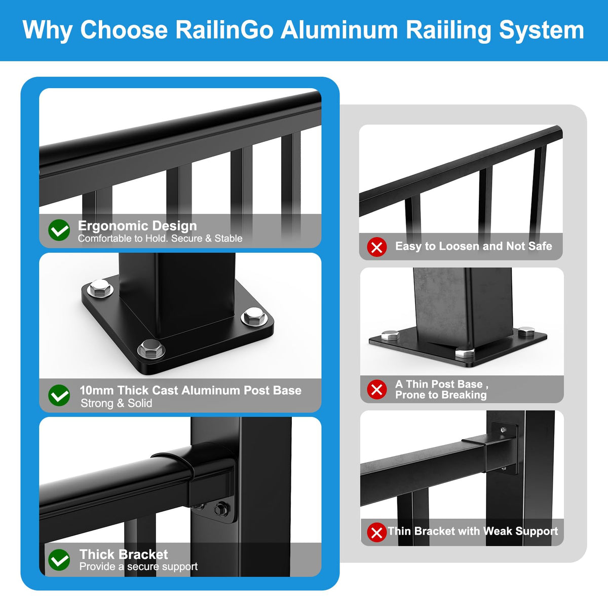 Black Aluminum Deck Railing Kit U4239
