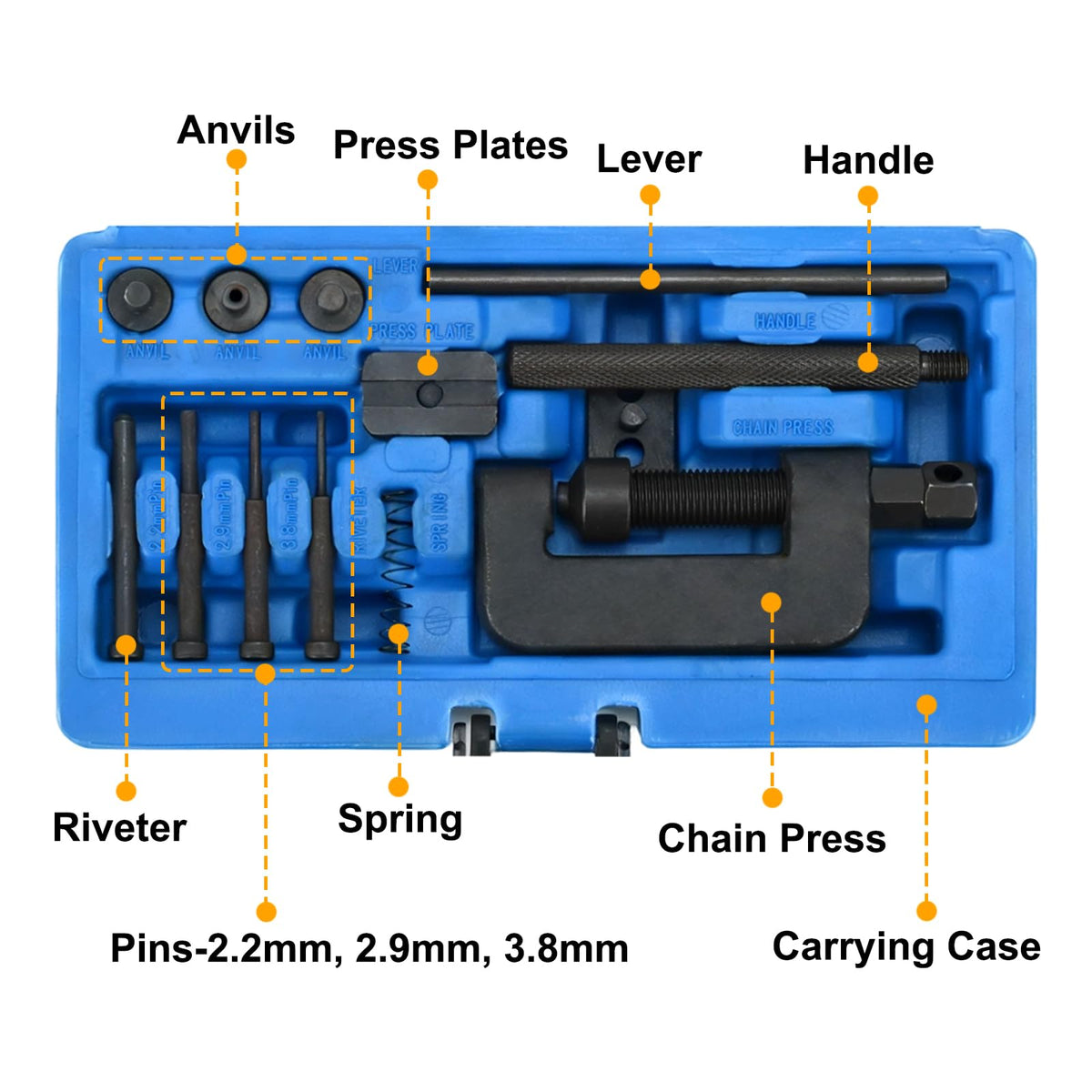 13-Piece Motorcycle Chain Breaker Tool Kit with Carrying Case Z91631