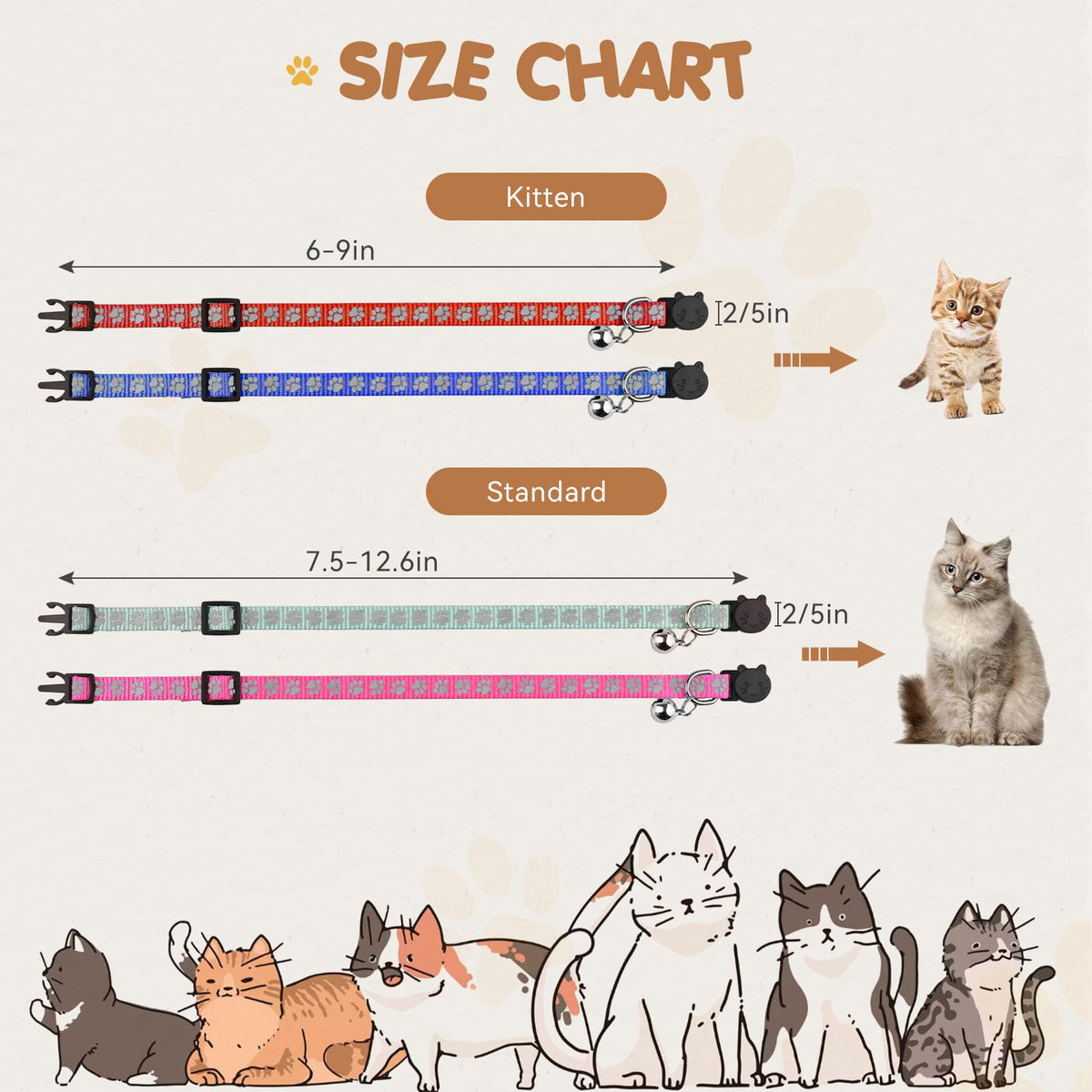 16 PCS Breakaway Reflective Nylon Cat Collars with Bells H8812