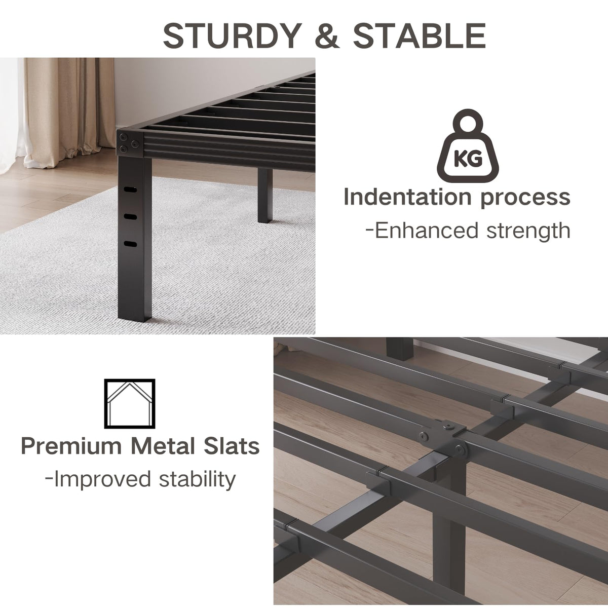 Black 18" Metal Queen Bed Frame B3649