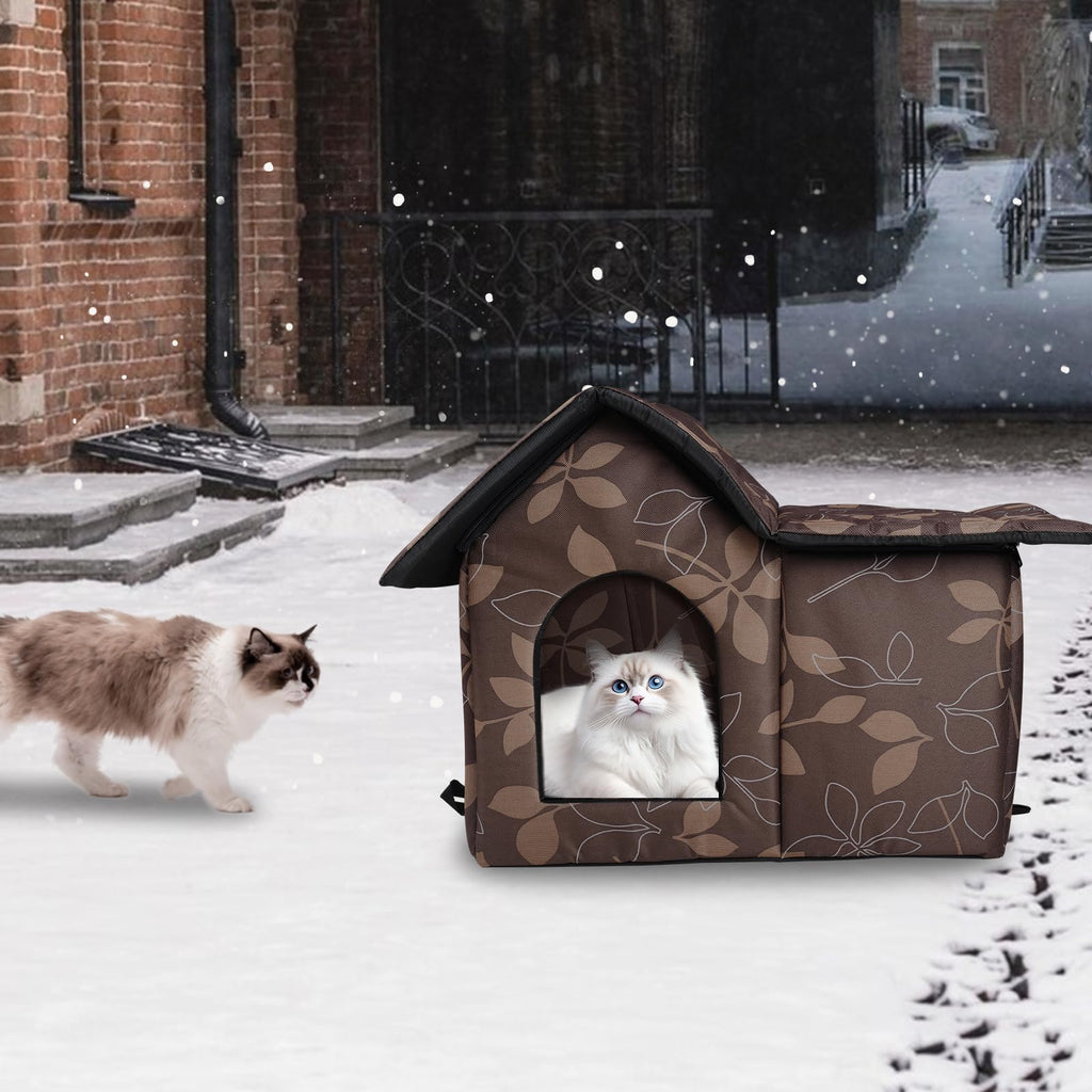 Weatherproof Collapsible Outdoor Cat House with Mat O421