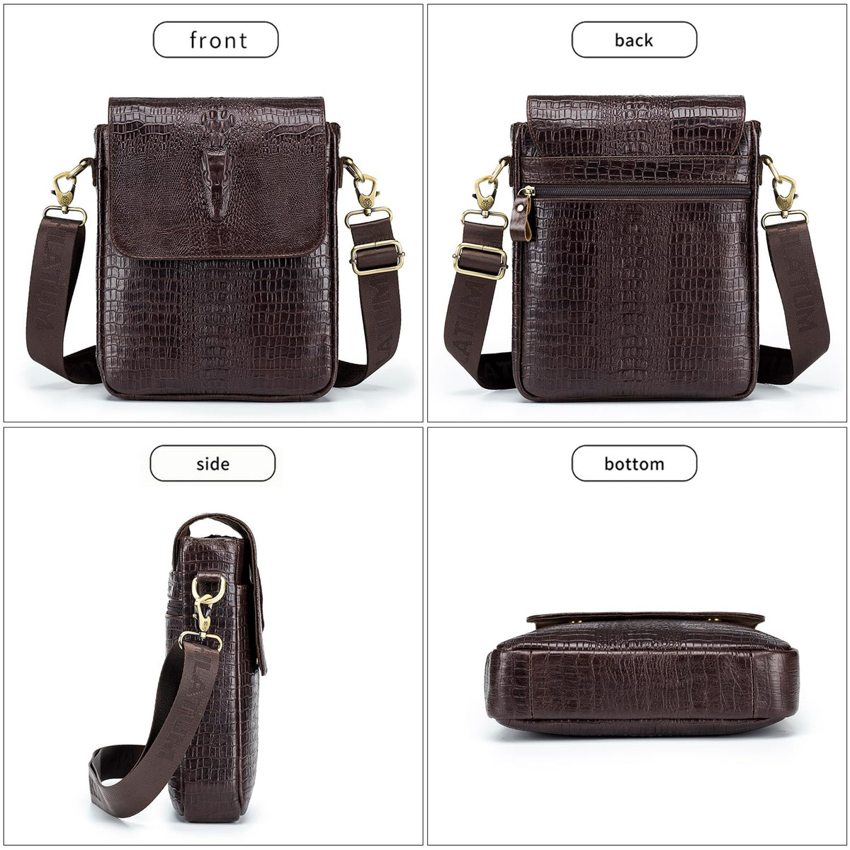 Leather Crocodile Embossed Messenger Bag U34410