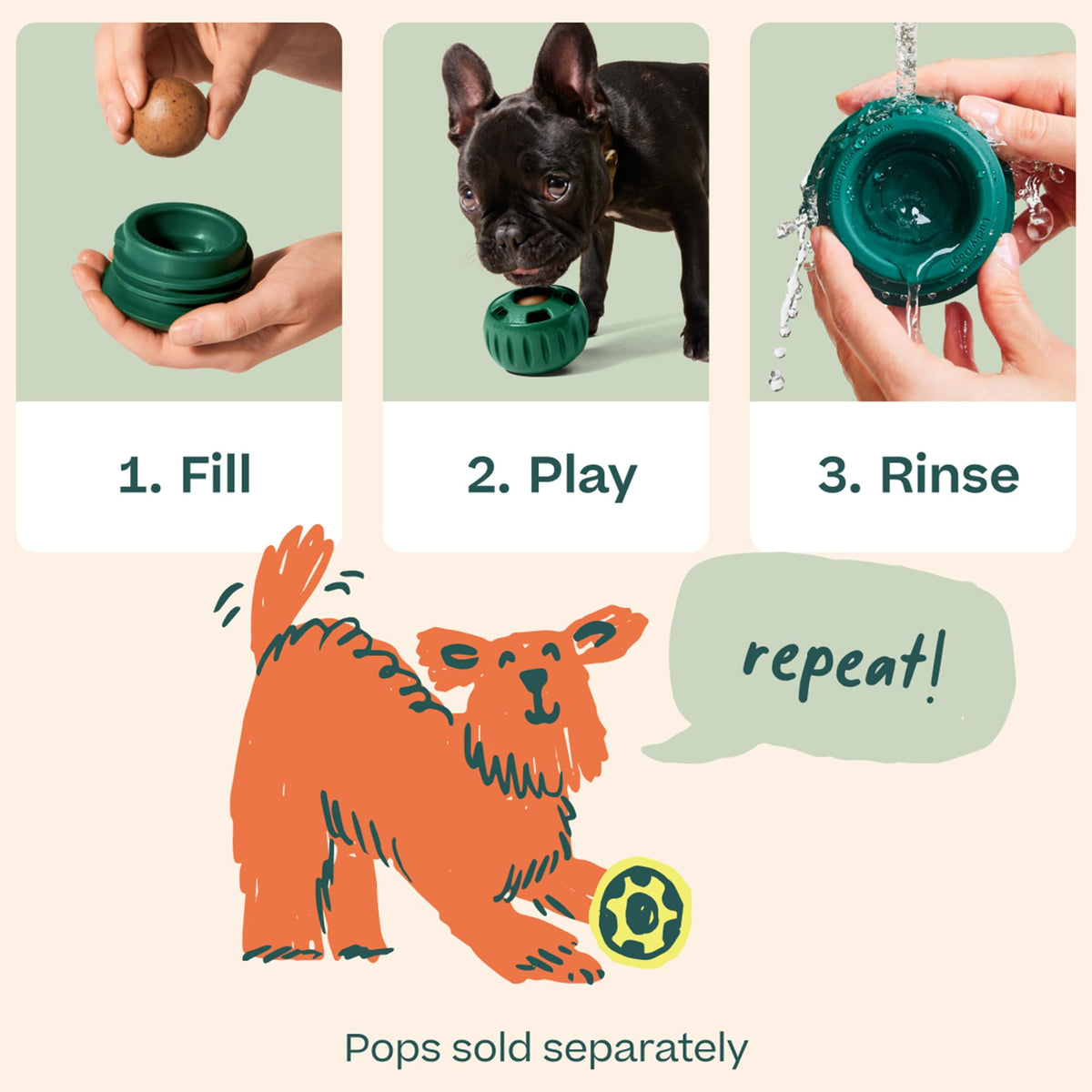 Interactive Dog Ball Toy 25-75 lbs Green B97621