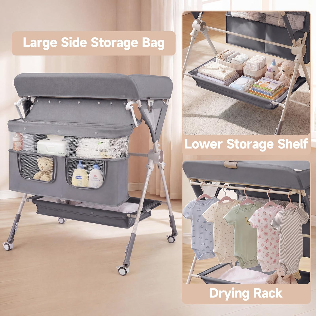 Portable Baby Changing Table with Wheels T20053