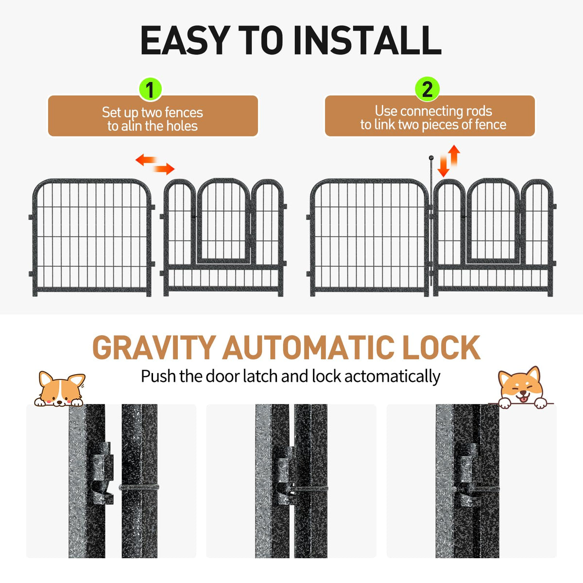 40in 16 Panels Heavy Duty Metal Dog Playpen A29317