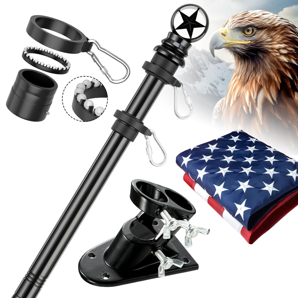 5ft Stainless Steel Flagpole with 3x5 Embroidered US Flag Q622
