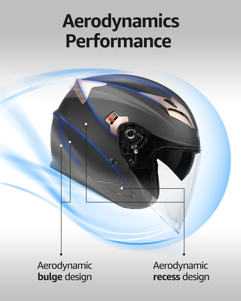 Open Face 3/4 Motorcycle Helmet DOT Approved Dual Visor M492