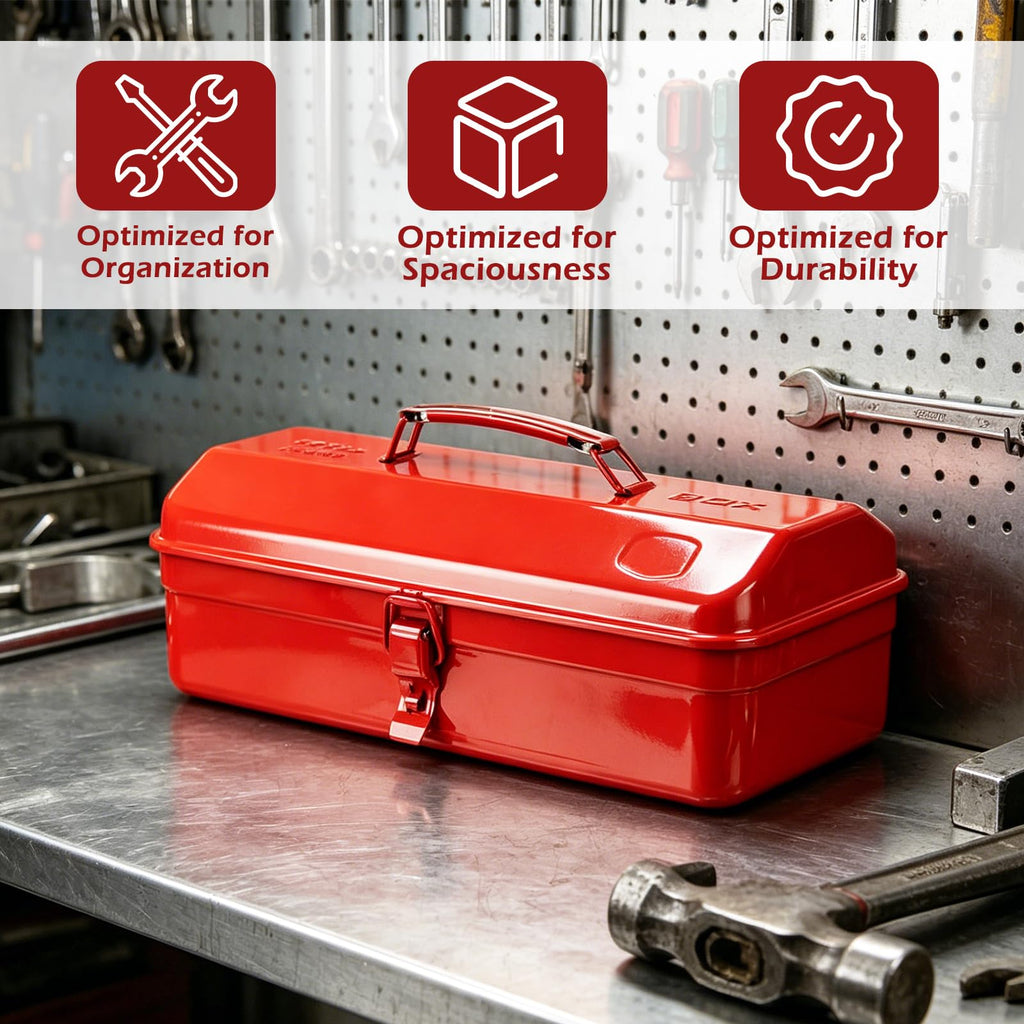 14 Inch Red Metal Tool Box with Latch and Handle U145