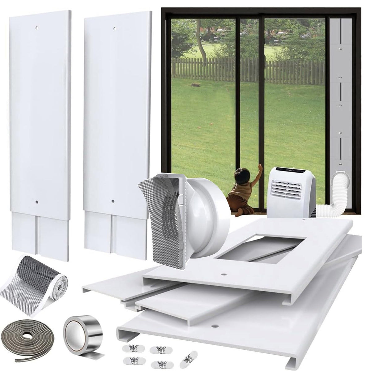 105" Sliding Door AC Vent Kit with Screen Net M3405