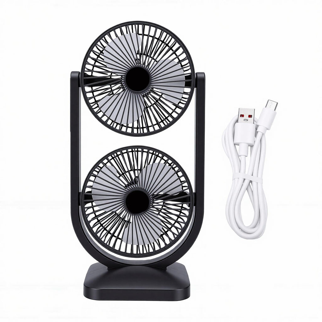 Portable USB Rechargeable 2 in 1 Dual Head Desk Fan E26343