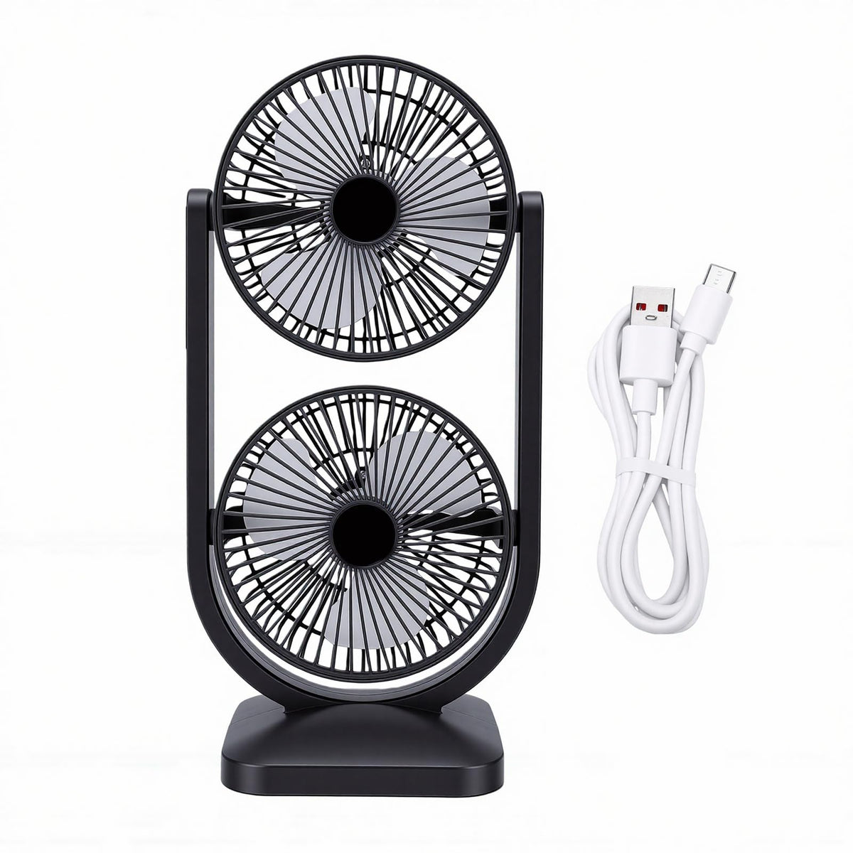 Portable USB Rechargeable 2 in 1 Dual Head Desk Fan E26343