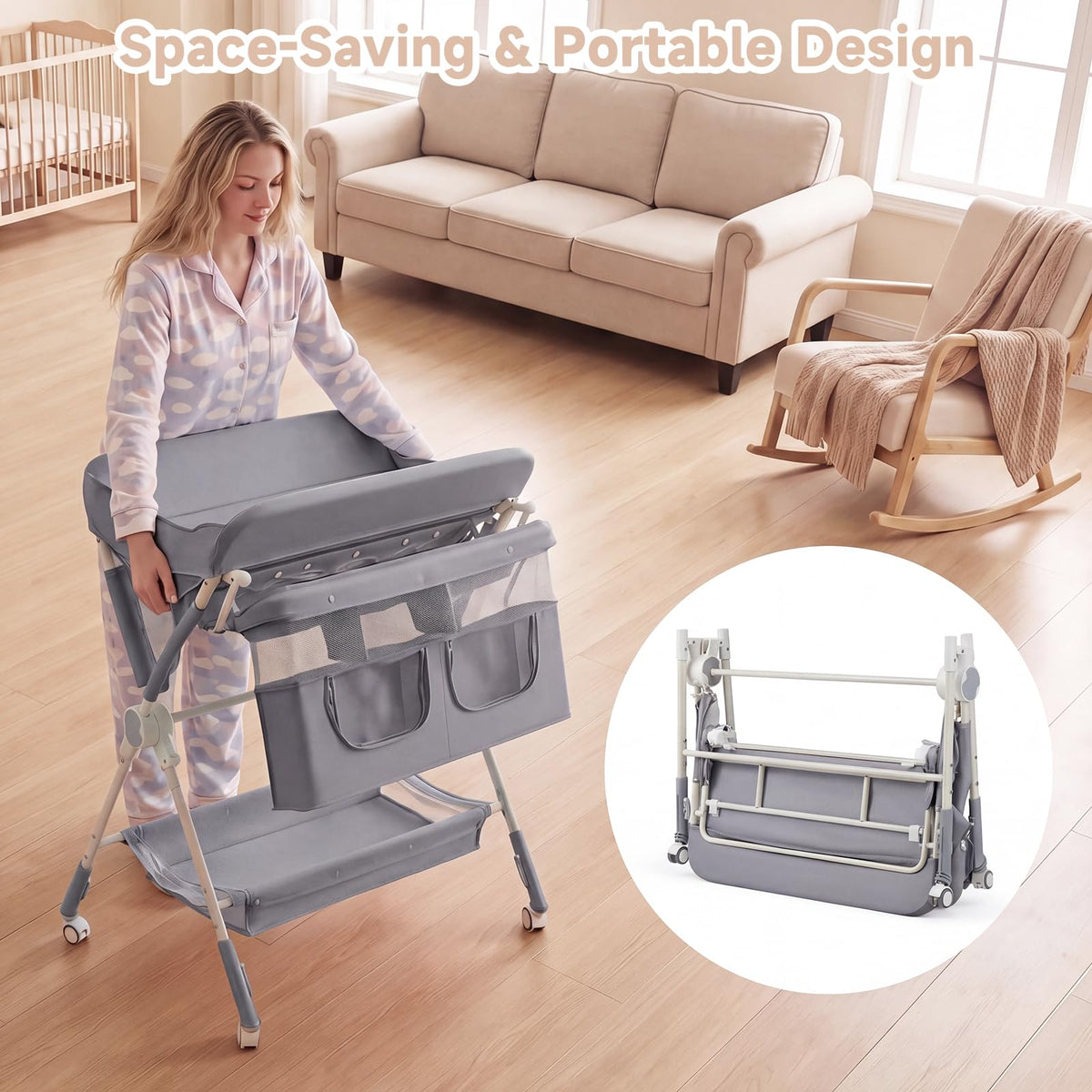Portable Baby Changing Table with Wheels T20053