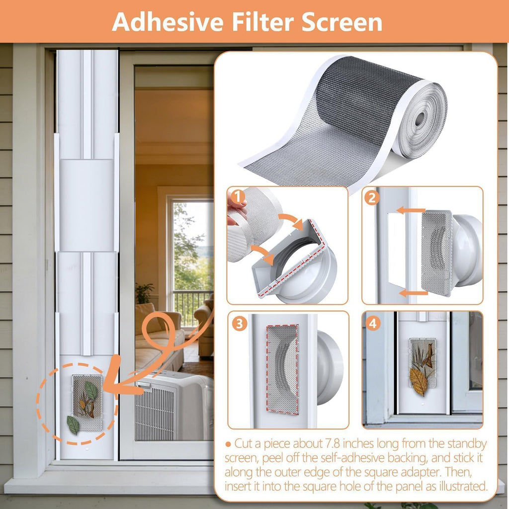 105" Sliding Door AC Vent Kit with Screen Net M3405