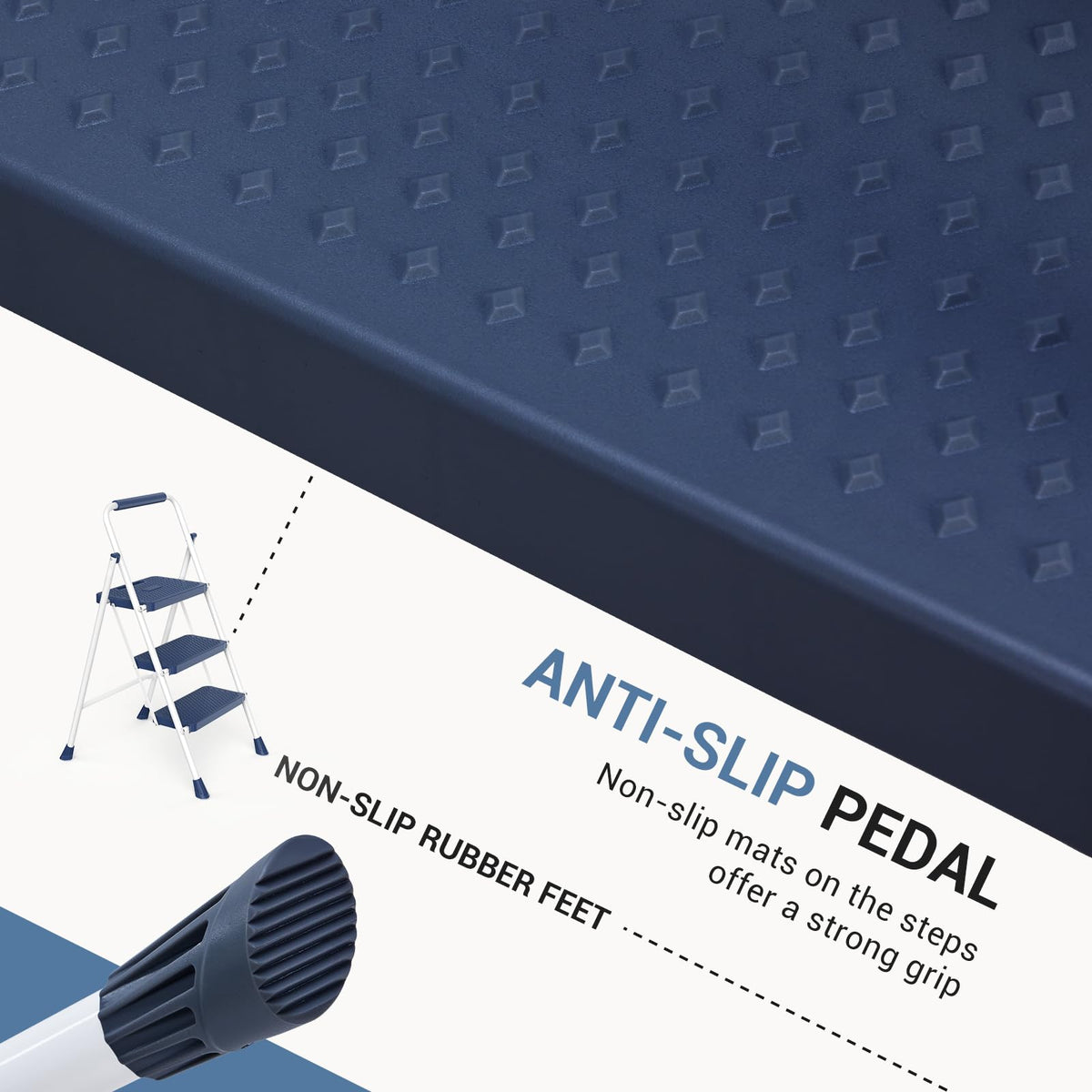 3 Step Anti-Slip Handrail 500lbs Step Ladder N98468