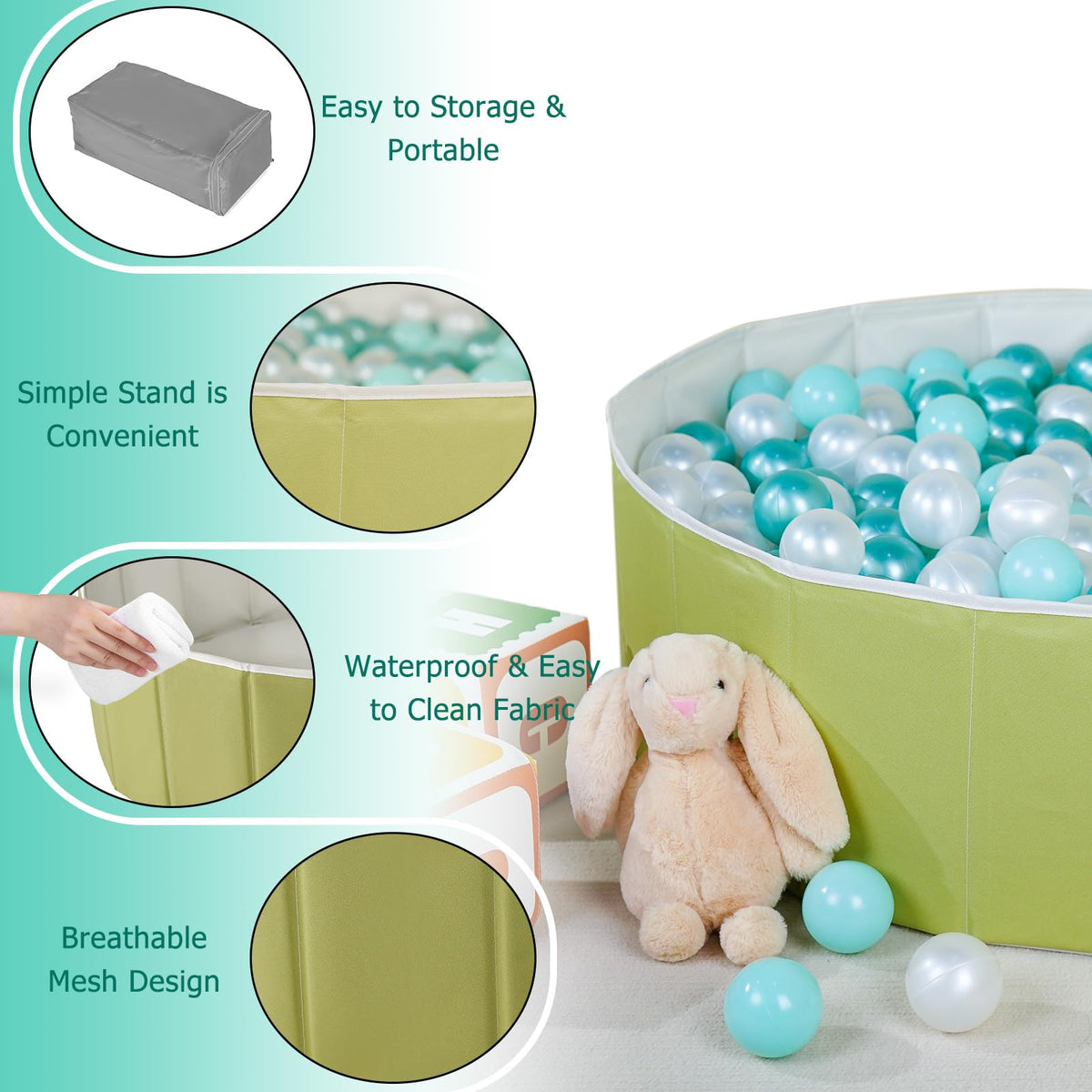 40 Inch Foldable Ball Pit with Storage Bag U32873