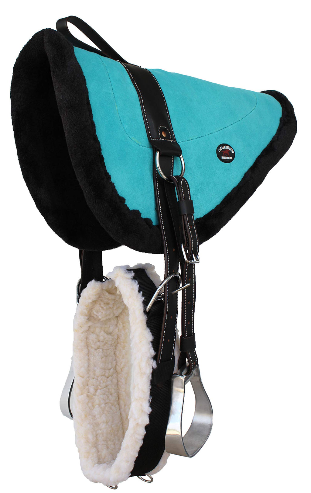 Turquoise Suede Leather Western Saddle Pad with Stirrups N309569