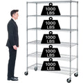 6-Tier Heavy Duty Steel Wire Shelving Unit with Wheels L97006