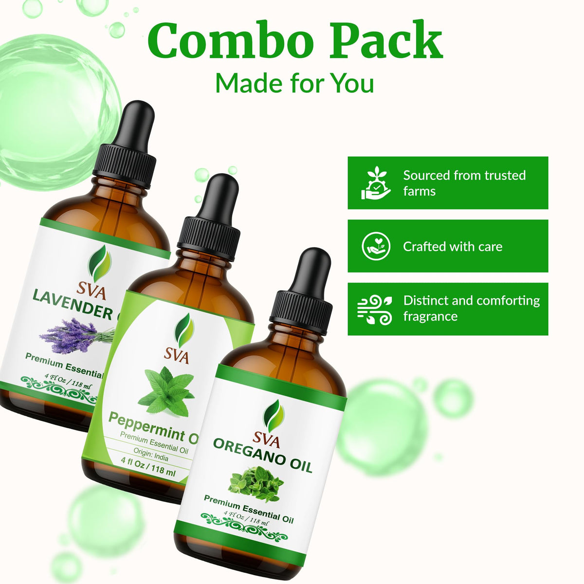 Oregano Aromatic Trio Glass Bottles with Droppers 4 Fl oz V301