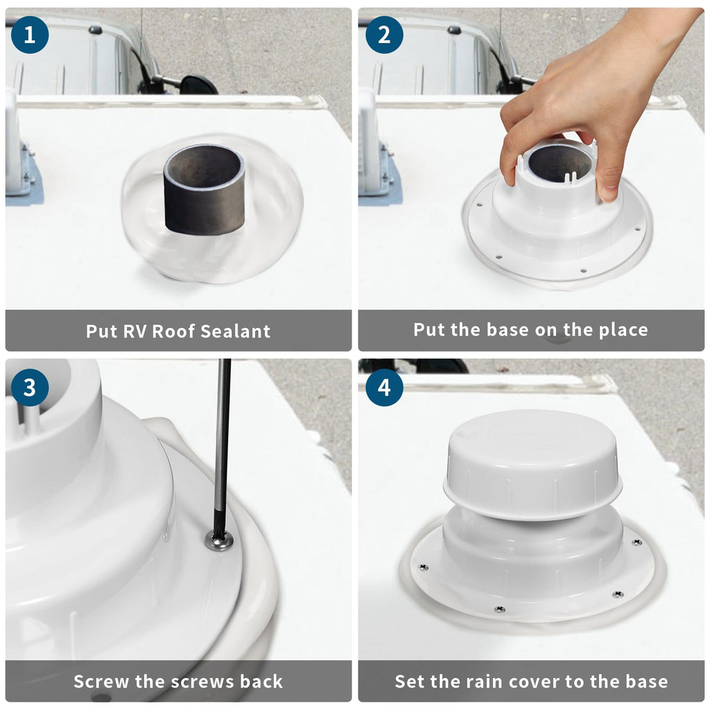 White Plastic RV Roof Vent Cover Replacement Kit 3-Pack C585