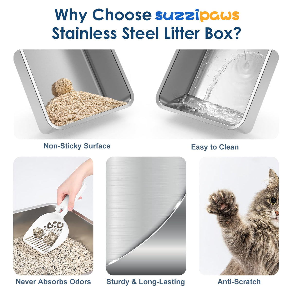 Enclosed Stainless Steel Sifting Litter Box Y56186